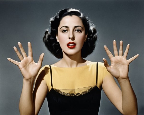 Glamorous Woman in Vintage Style with Manicured Nails
