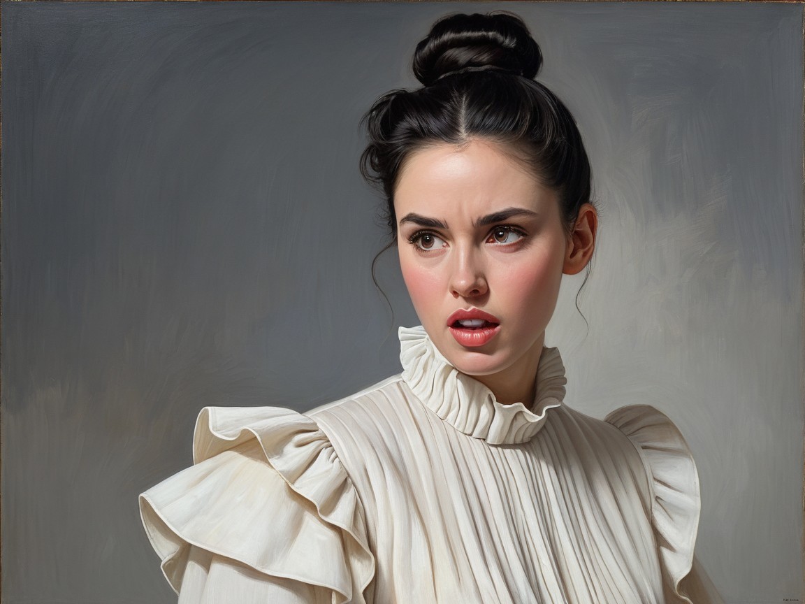Portrait of a Young Woman with Stylish Updo and Blouse