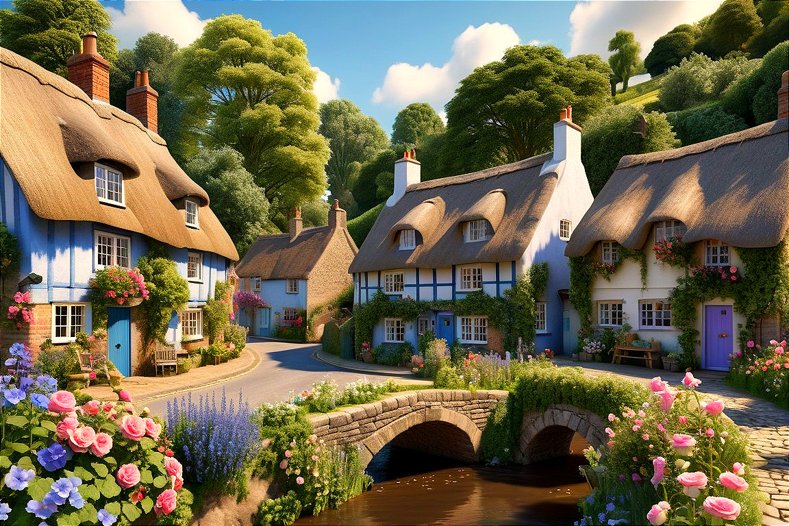 Charming Cottages in a Lush Landscape with River