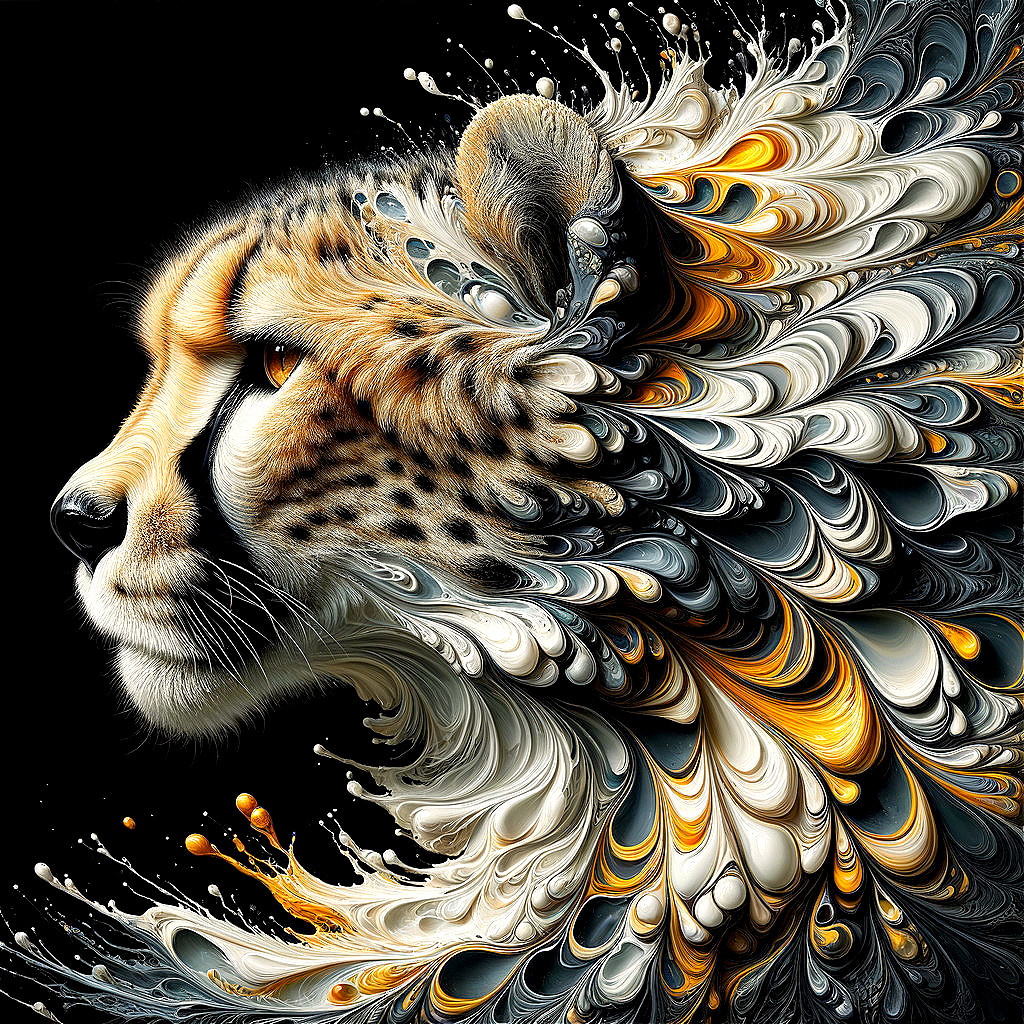 Artistic Cheetah Head with Gold and Black Patterns