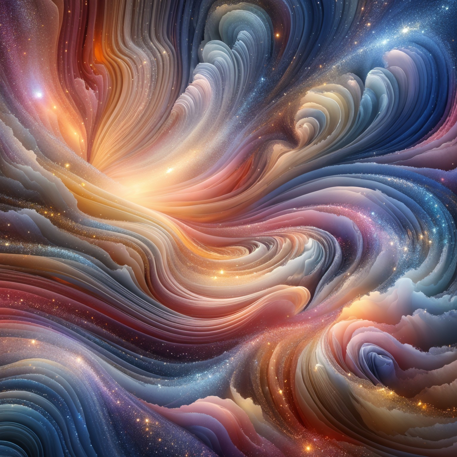 Abstract Landscape of Swirling Colors and Textures
