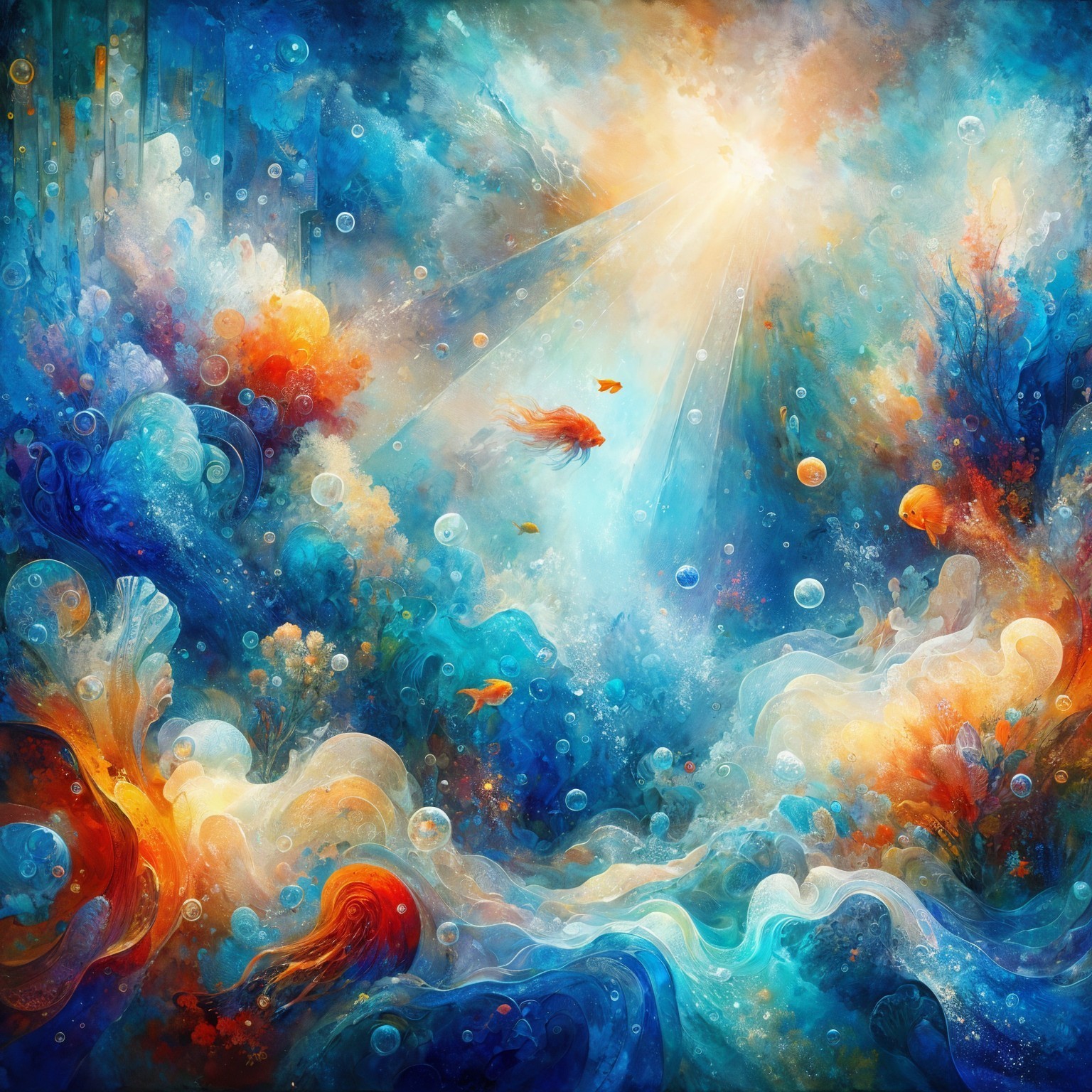 Vibrant Underwater Scene with Colorful Marine Life