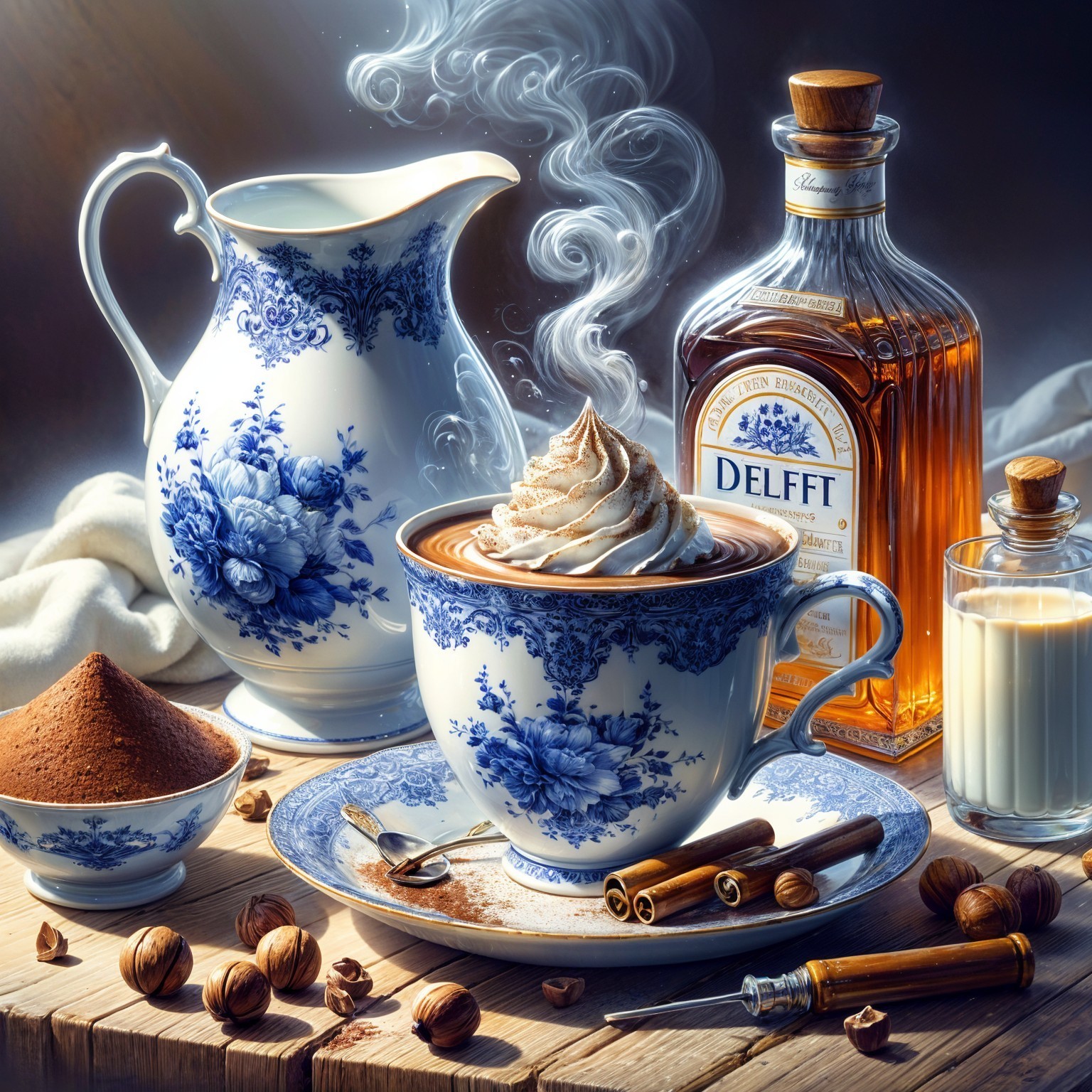 Still Life with Porcelain Cup and Hot Chocolate Elements