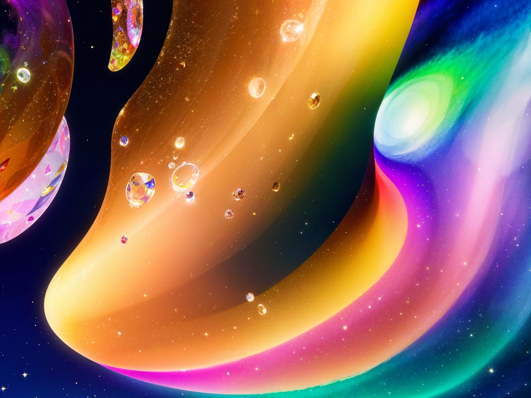 Vibrant Abstract Cosmic Scene with Swirling Colors