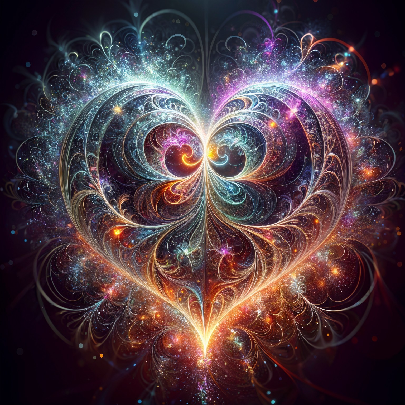 Vibrant Heart Shape in Colorful Cosmic Design