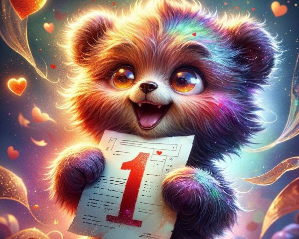 Colorful Bear-Like Creature with Joyful Expression