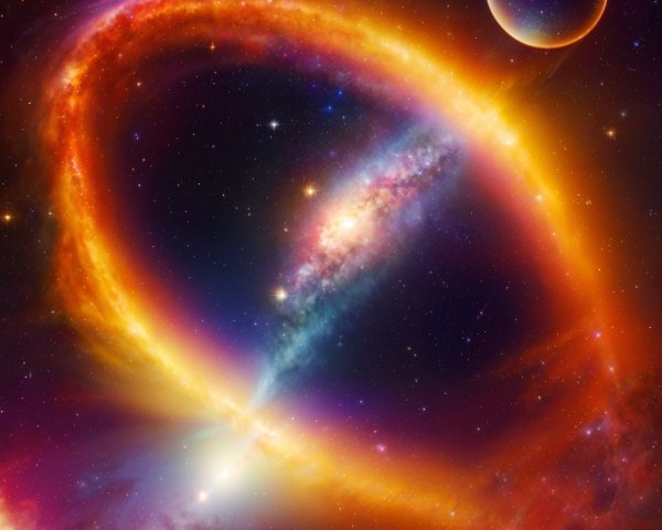 Vibrant Cosmic Scene with Swirling Galaxies and Stars