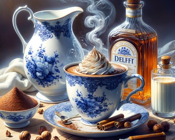 Still Life with Porcelain Cup and Hot Chocolate Elements