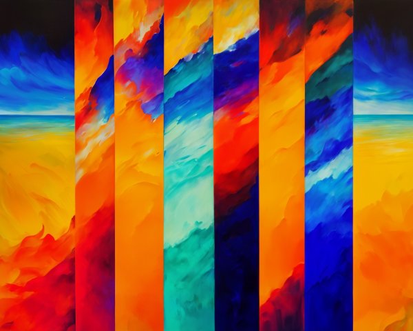 Vibrant Abstract Painting with Bold Color Stripes