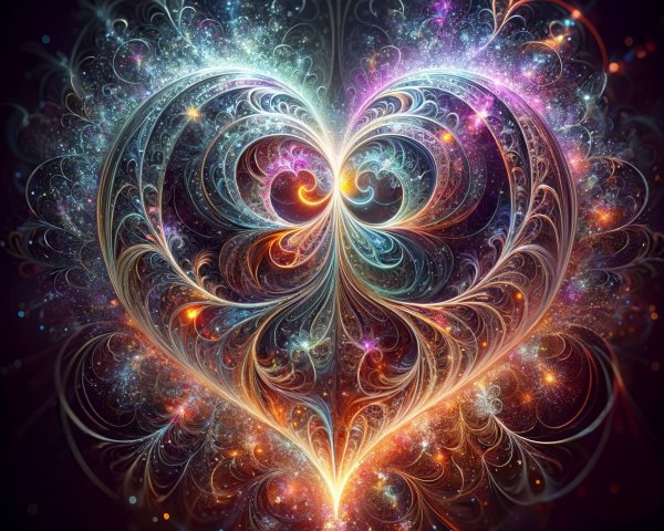 Vibrant Heart Shape in Colorful Cosmic Design