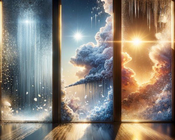 Three Windows Show Diverse Natural Landscapes