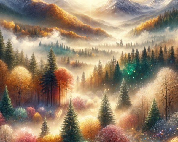 Majestic Sunrise Over a Colorful Mountain Valley