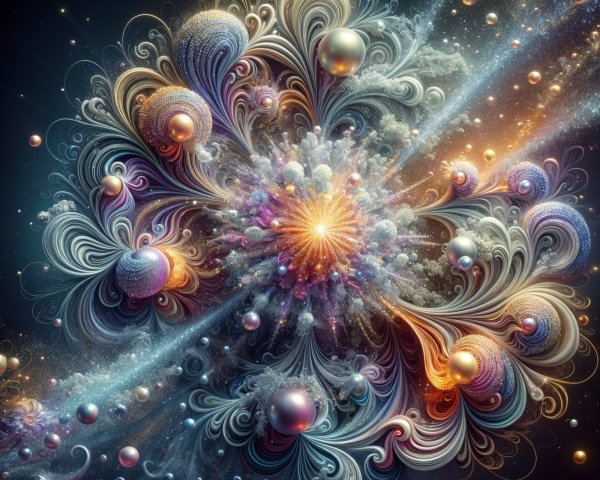 Vibrant Cosmic Scene with Swirling Patterns and Orbs