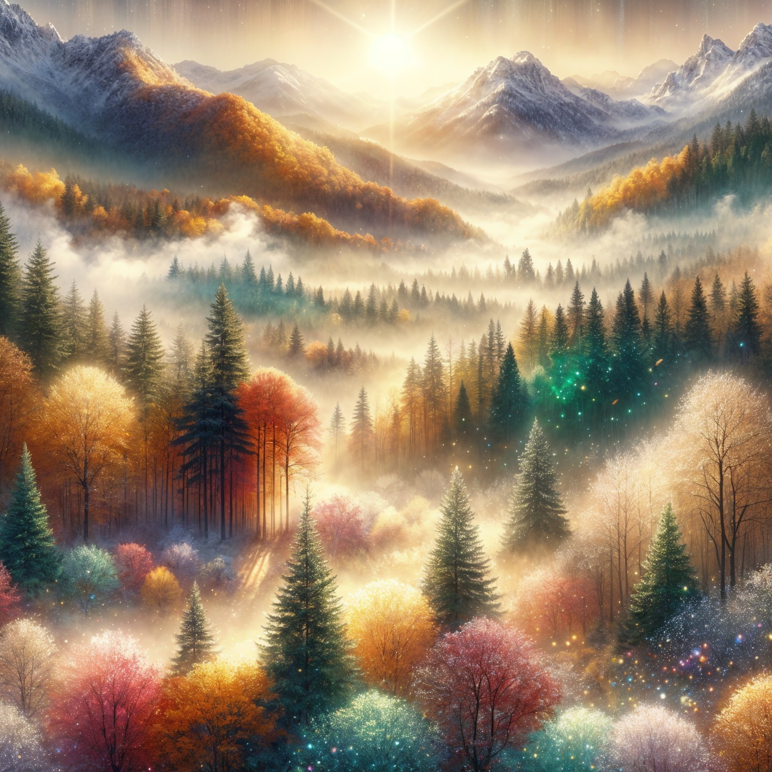 Majestic Sunrise Over a Colorful Mountain Valley