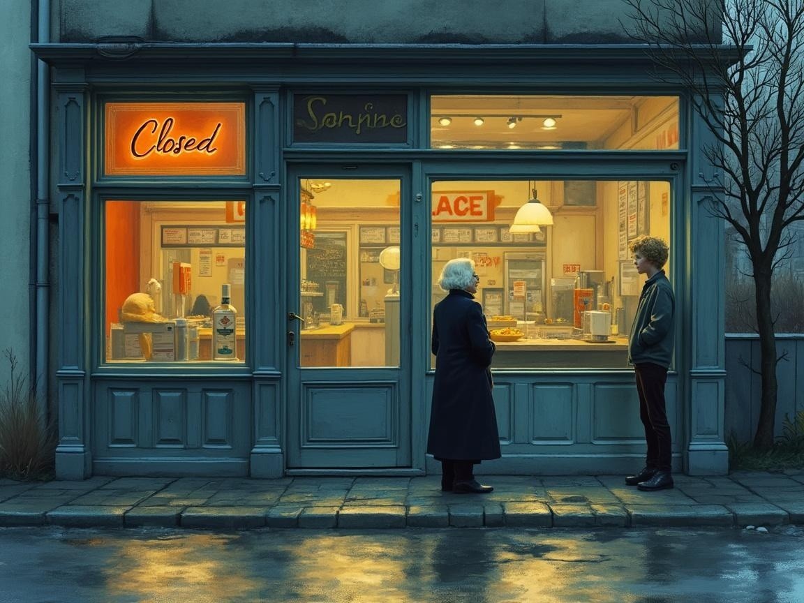 Quaint Shop "Sarnie" with Warm Lights and Conversation