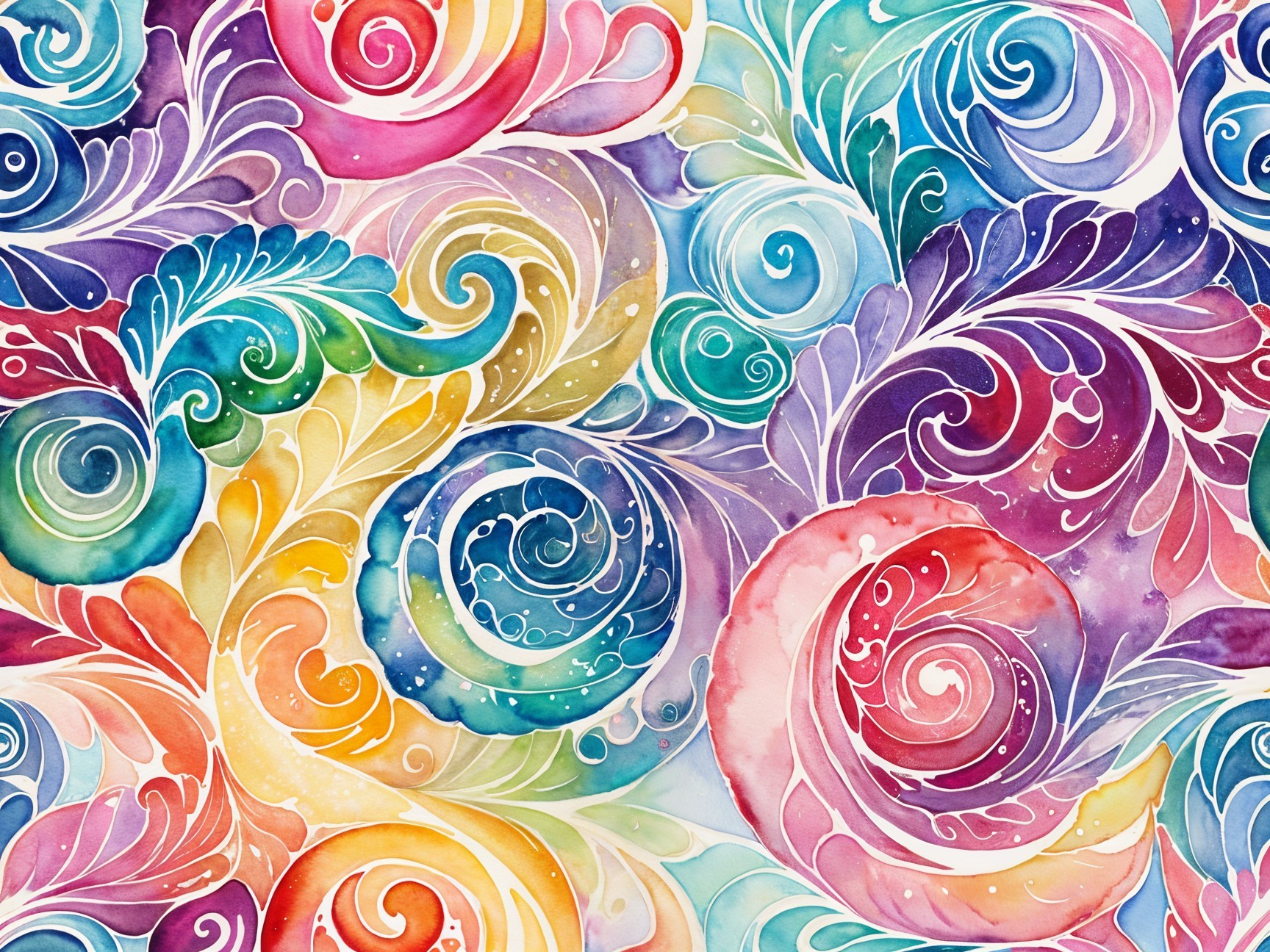 Vibrant Watercolor Artwork with Swirling Patterns