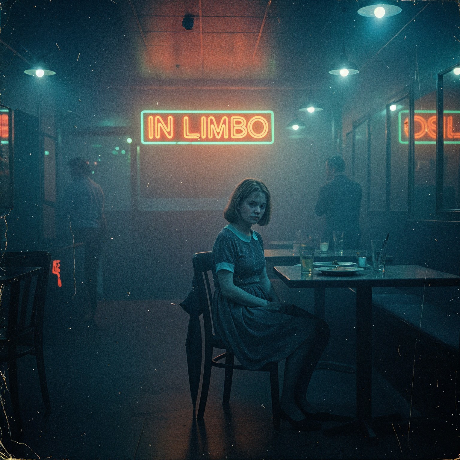 Young Woman in Dim Bar Reflecting Alone
