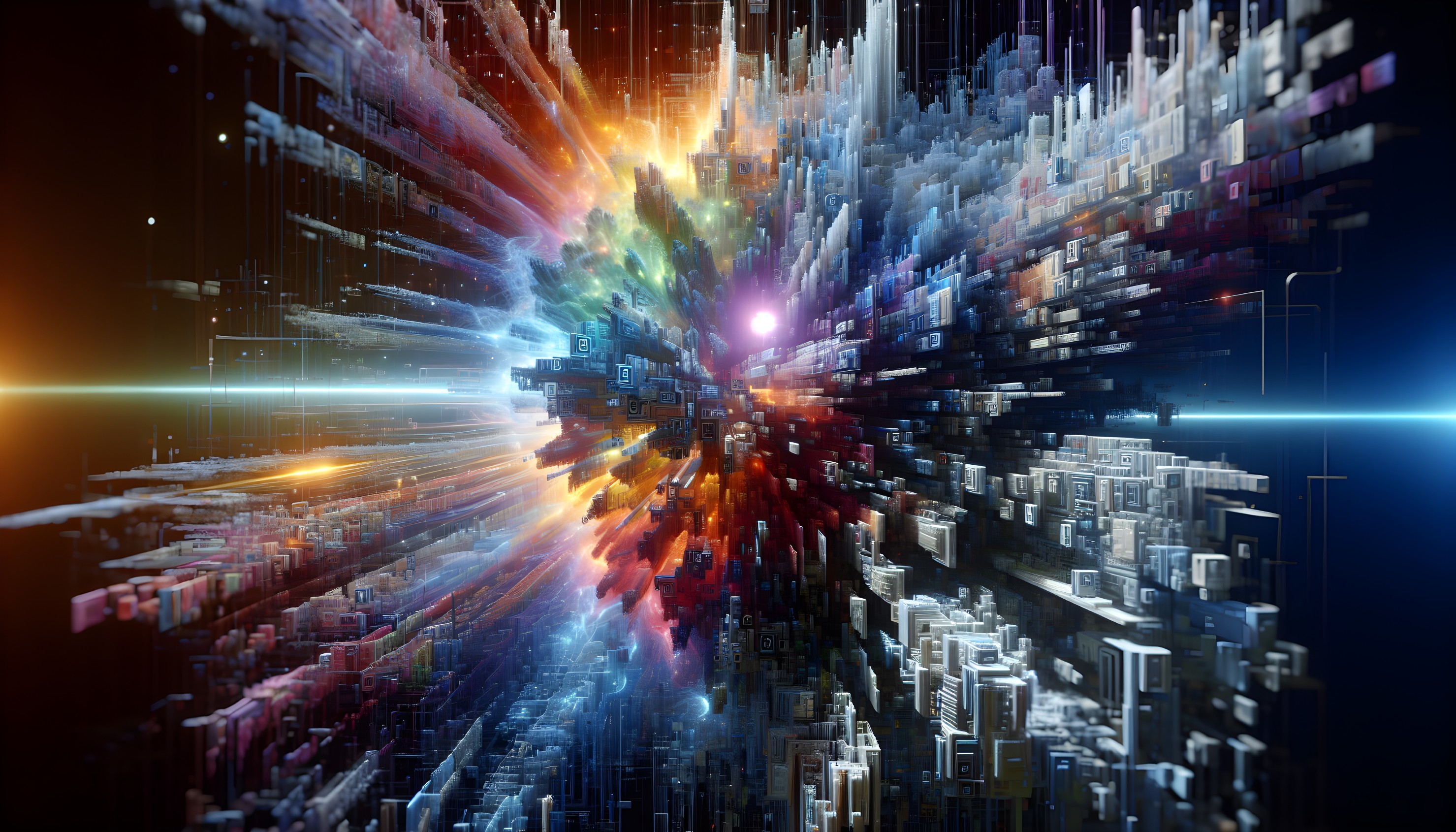 Vibrant Geometric Landscape with Colorful Crystalline Shapes