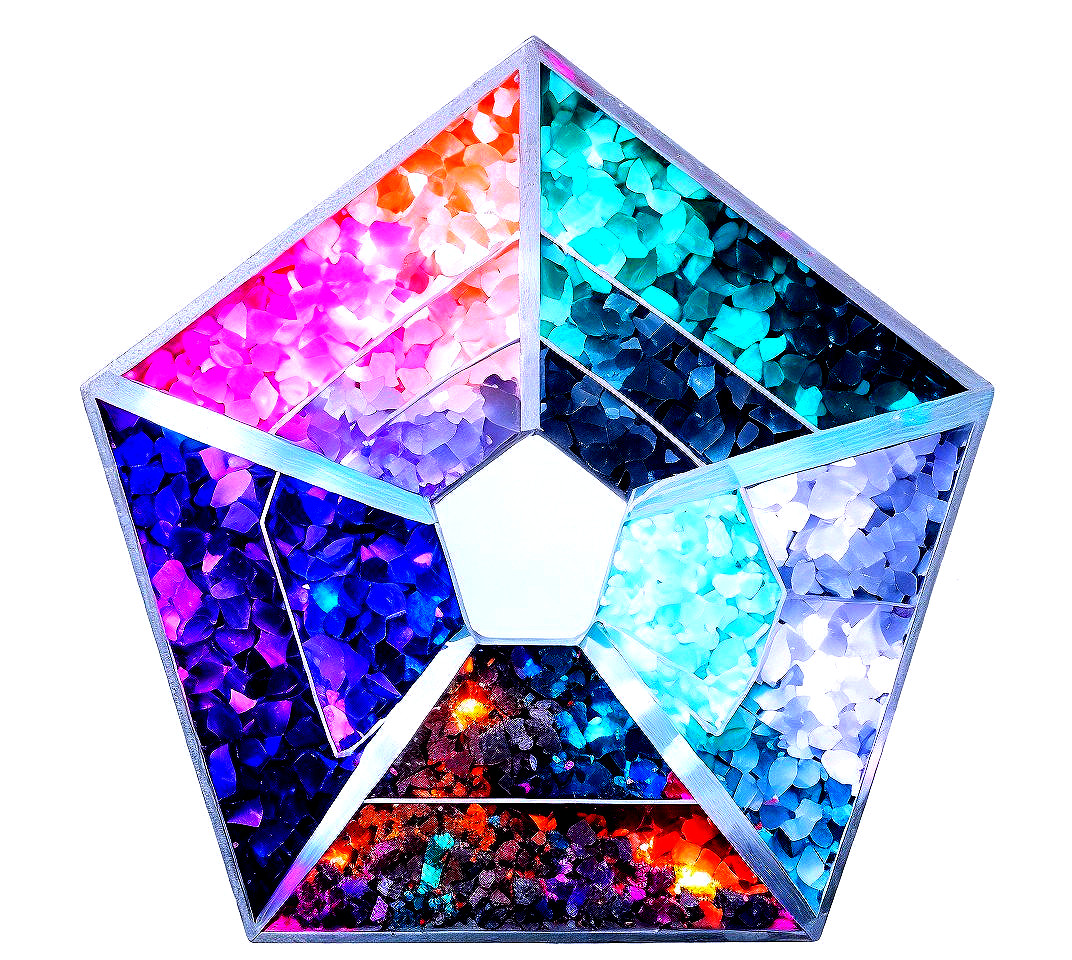 Pentagonal Structure with Colorful Crystal Segments