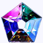 Vibrant Geometric Shape with Reflective Surface and Colors