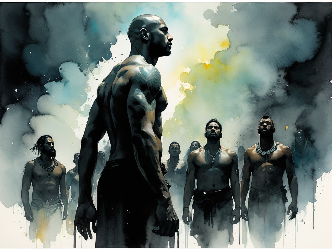 Muscular Men in Dramatic Smoky Atmosphere