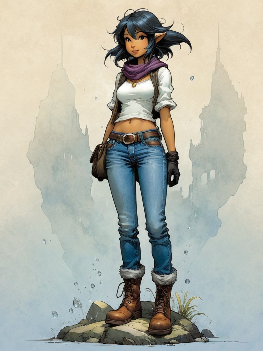 Confident Young Woman in Rugged Landscape Attire
