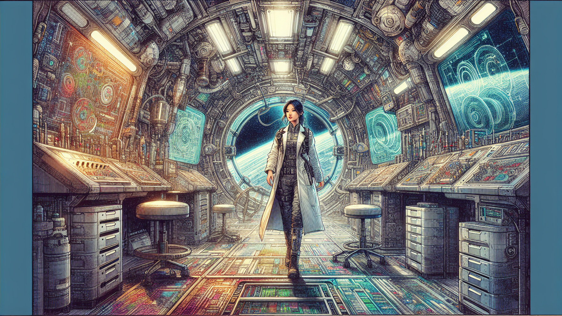 Futuristic Spacecraft Interior with High-Tech Features
