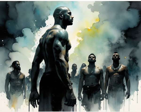 Muscular Men in Dramatic Smoky Atmosphere