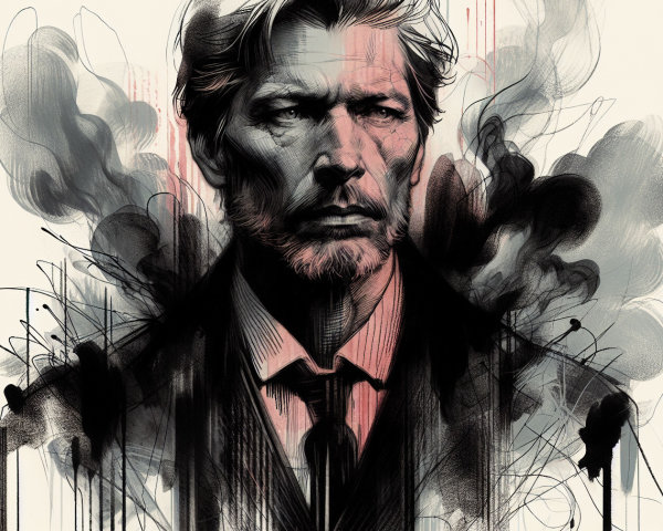 Full-body portrait of a rugged man in a suit