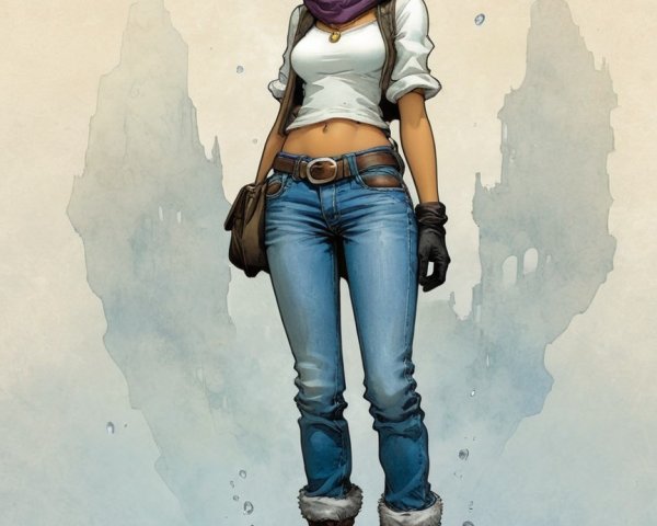 Confident Young Woman in Rugged Landscape Attire