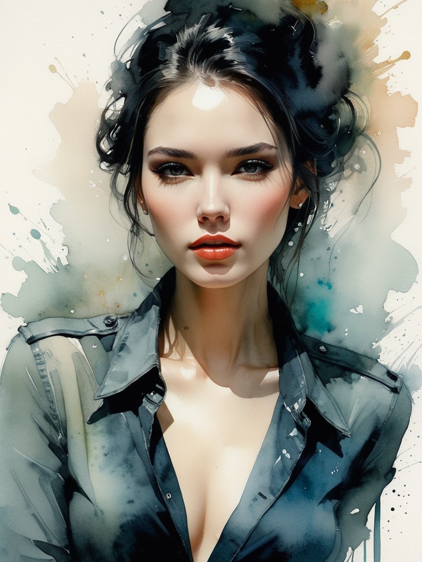 Portrait of a Young Woman with Elegant Updo and Colorful Background