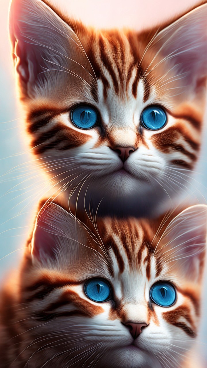 Two Playful Orange Tabby Kittens with Blue Eyes