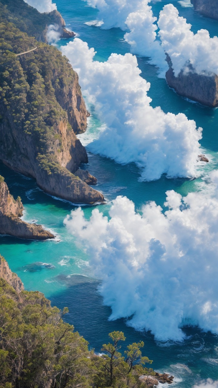 Coastal Scene with Turquoise Waters and Rugged Cliffs