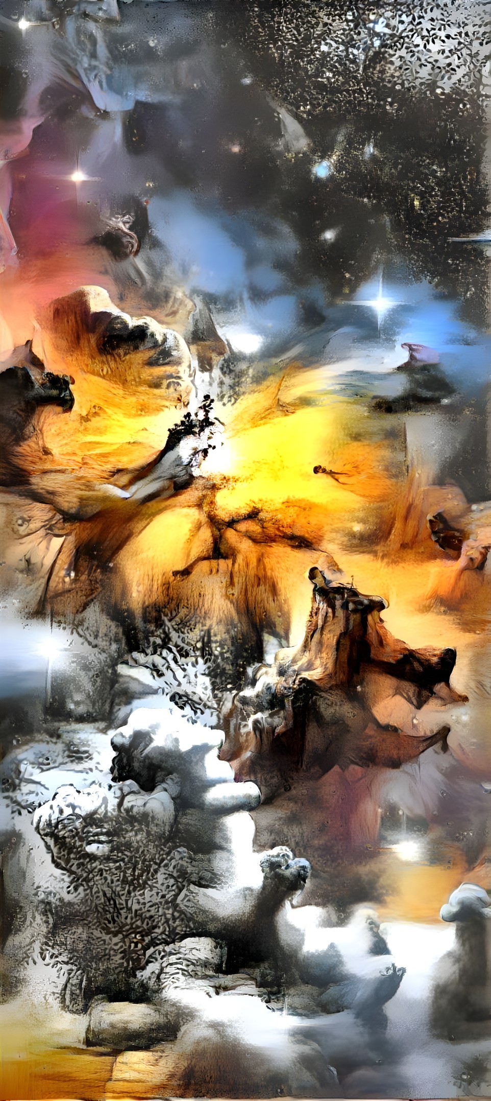 Abstract Cosmic Landscape with Swirling Colors