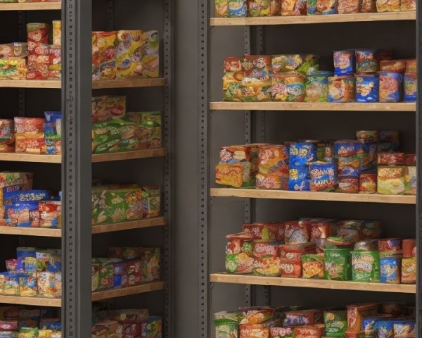 Well-Organized Pantry with Colorful Food Containers