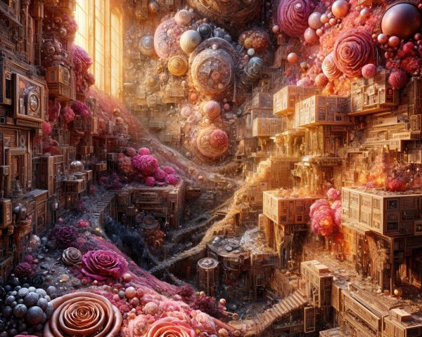 Surreal Landscape with Vibrant Colors and Structures