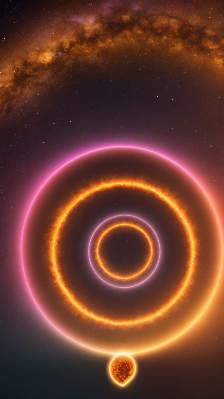 Cosmic Scene with Vibrant Concentric Circles