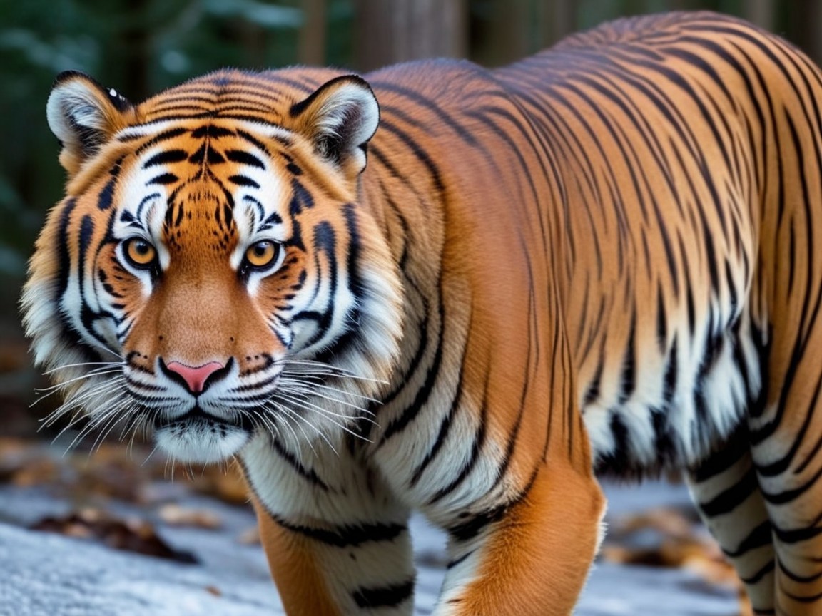 Close-up of a majestic tiger with vibrant fur and eyes