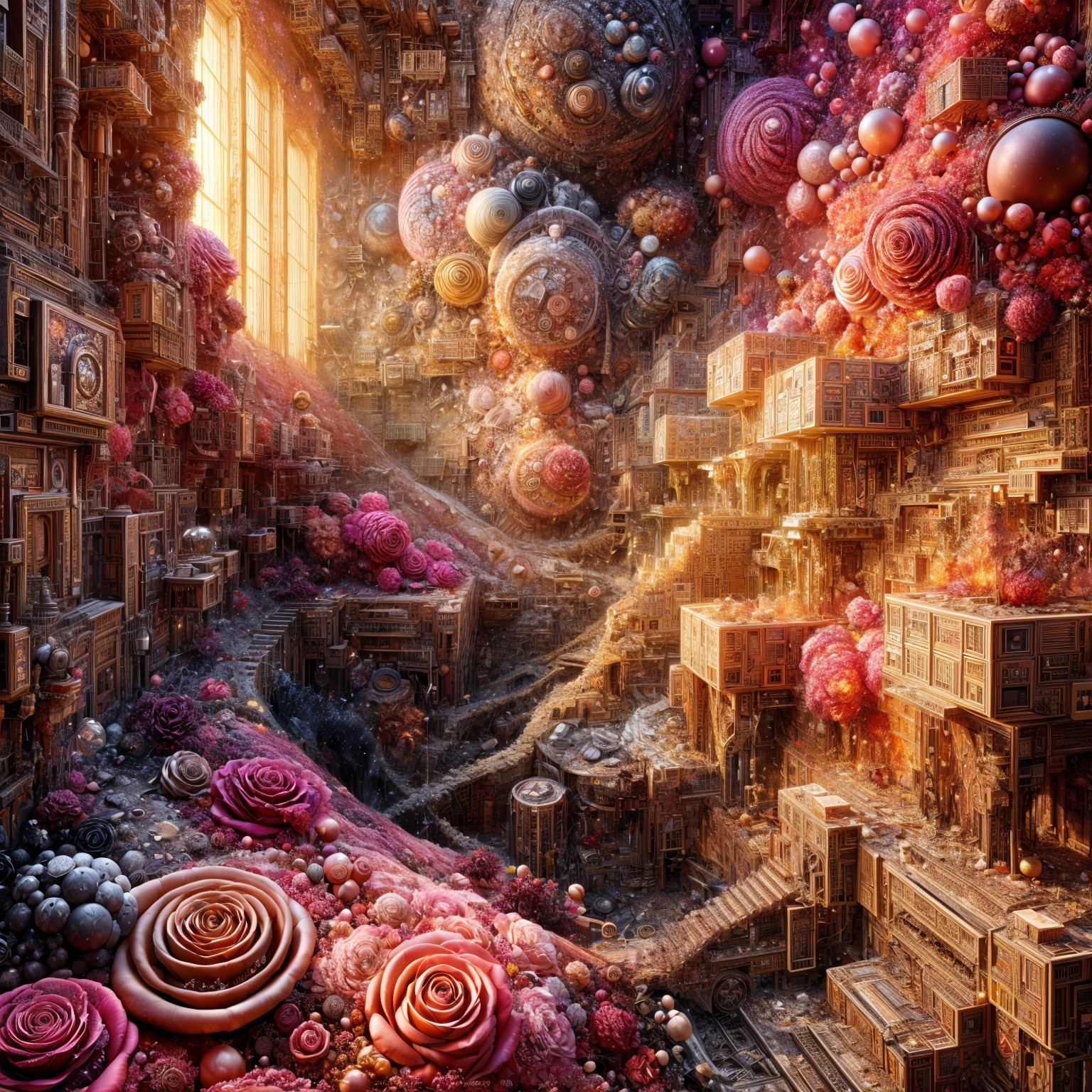Surreal Landscape with Vibrant Colors and Structures