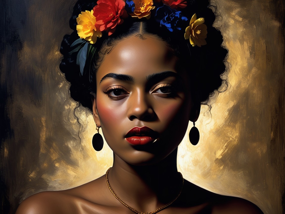 Portrait of a confident young woman with floral crown