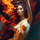 Reimagined Statue of Liberty Surrounded by Flames