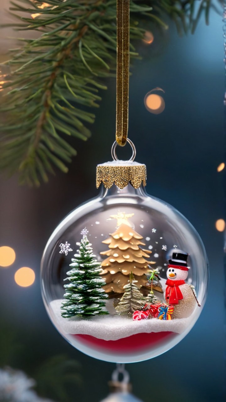Decorative Glass Christmas Ornament with Winter Scene