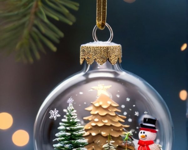 Decorative Glass Christmas Ornament with Winter Scene