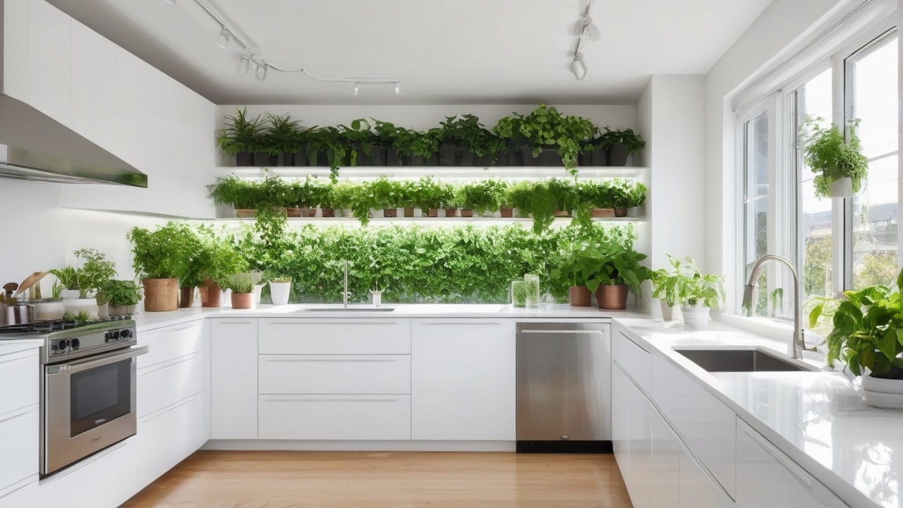Modern Kitchen with White Cabinets and Natural Light