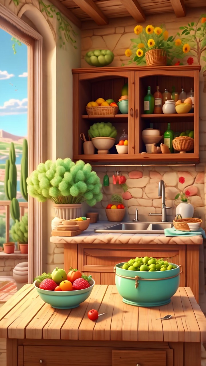 Cozy Kitchen with Natural Light and Rustic Decor