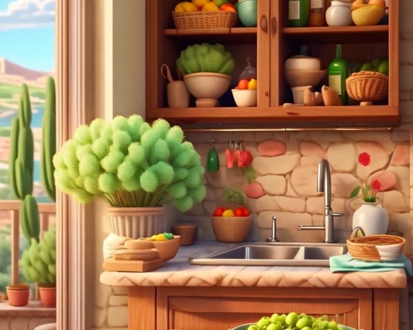 Cozy Kitchen with Natural Light and Rustic Decor