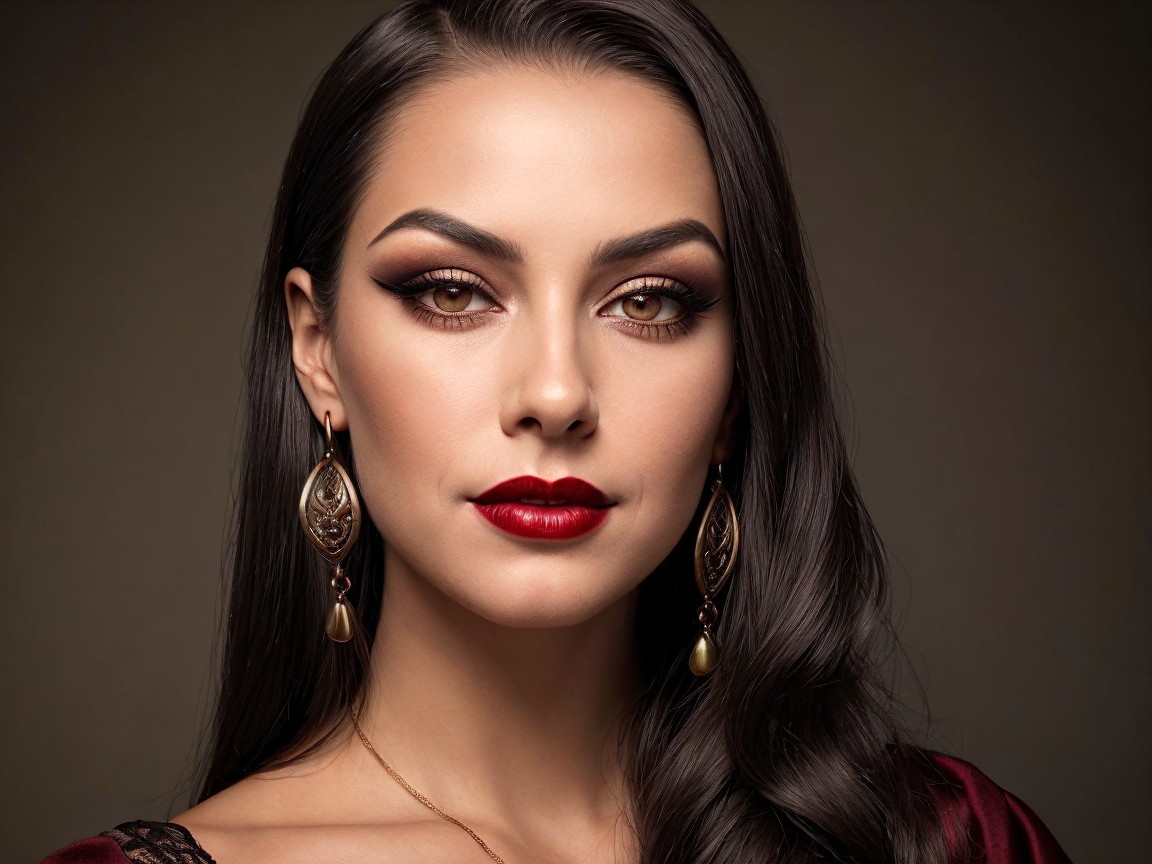 Portrait of a Confident Woman with Bold Makeup