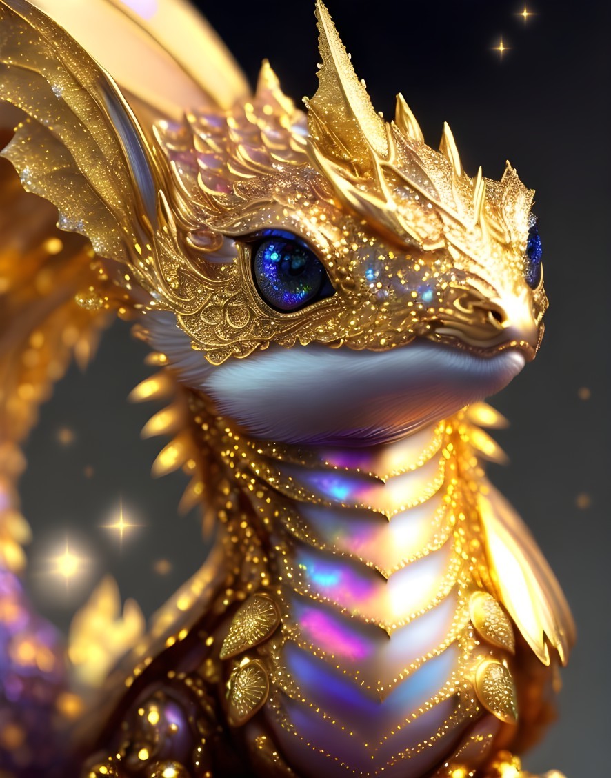 Golden Dragon with Shimmering Scales and Wings