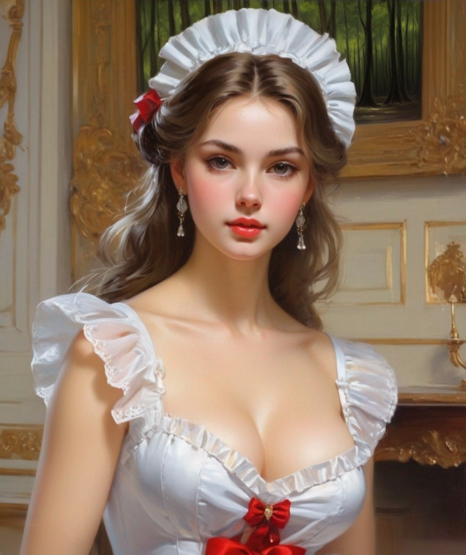 Young Woman in Elegant Dress in Lavish Setting