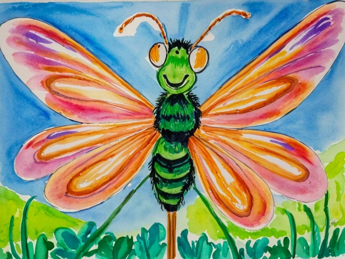 Colorful Butterfly with Orange and Pink Wings in Sky